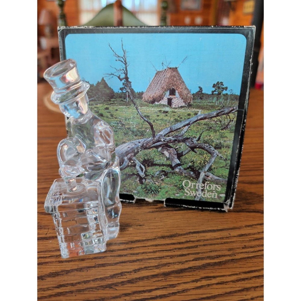 Vintage Orrefors Sweden Crystal Glass Figurine Paperweight Chimney Sweep 4366/13